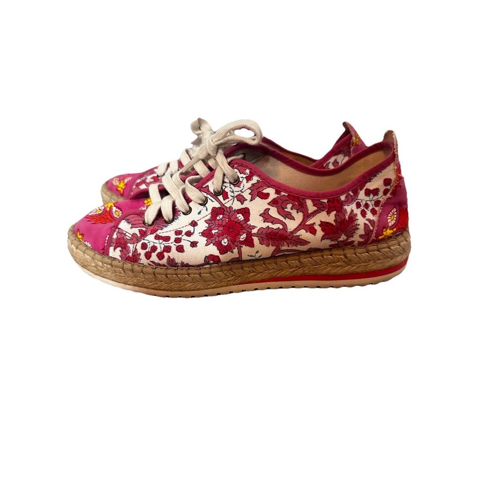 SZ Blockprints x Anthropologie Daphne Floral Lace-Up Espadrille Sneaker 9 9.5 - Picture 1 of 7